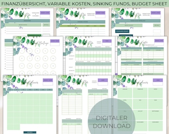 Budget Planer Anfängerset mit Anleitung inkl. Sinking Funds & Variable Kosten Deutsch | Cash Stuffing | Download Umschlagmethode Starterset