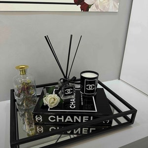 Tray, Decorative Tray, Decorative Mirrored Serving Tray, Mirrored Metal Tray,  Elegant Rectangle Design, Black 30x40cm