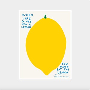 David Shrigley Print. When Life Gives You A Lemon. Art Print. Contemporary Print. Funny Quotes Poster. Trending Wall Art. Shrigley Lemon