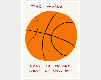 David Shrigley Print. The World. Funny Wall Poster. Shrigley The World Basketball. Trending Poster. Funky Living Room Wall Art.