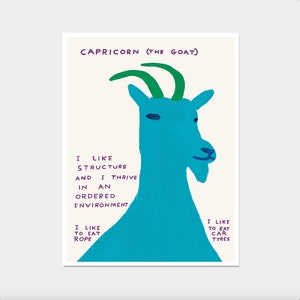 David Shrigley Art. Capricorn Print. Kitchen Wall Decor. Contemporary Wall Art. Zodiac Print Wall Decor. Shrigley Capricorn. Living Room Art