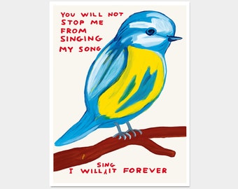 David Shrigley Art. You Will Not Stop Me From Singing My Song. Funny Wall Poster. Shrigley Bird. Kitchen Wall Decor. Shrigley Art Print