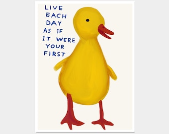 David Shrigley Print. Live Each Day As If It Were Your First. Kitchen Wall Decor. Contemporary Wall Art. Funny Wall Decor. Shrigley Duckling