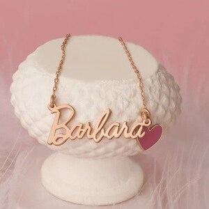 Barbie Font Silver Name Necklace Personalized Name Necklace - Etsy
