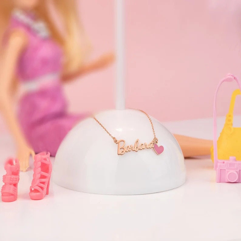 Barbie Font Silver Name Necklace Personalized Name Necklace - Etsy