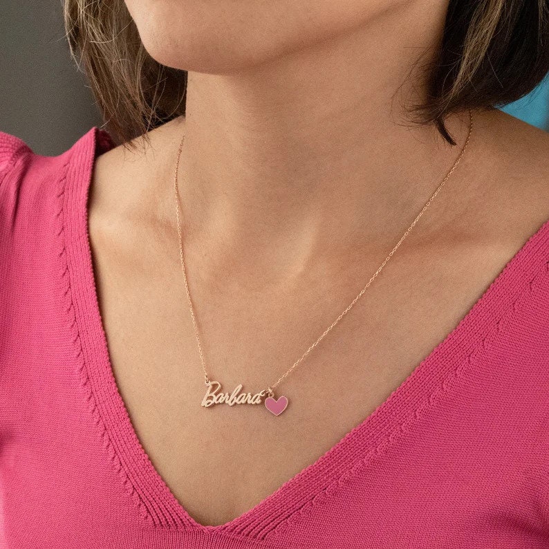 Barbie Font Silver Name Necklace Personalized Name Necklace - Etsy