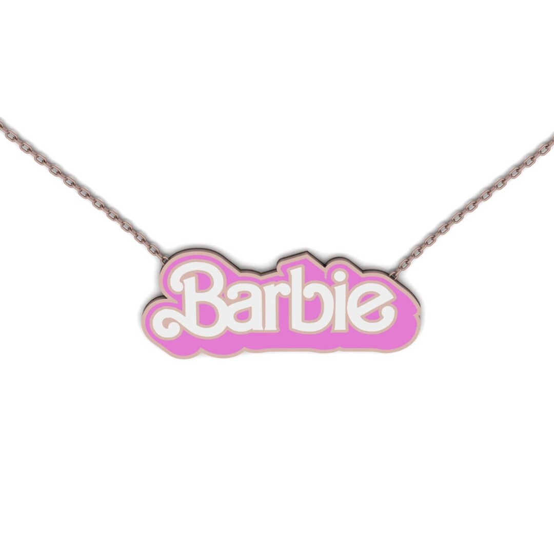 Barbie Necklace Barbie Font Necklace 925 Silver Barbie Etsy
