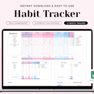 Digital Habit Tracker for Google Spreadsheet, Habit Tracker Spreadsheet, 2023 Habit Tracker, ADHD Habit Tracker, Daily Habit Tracker Sheet