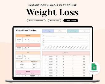 Weight Loss & Fitness Tracker Google Spreadsheet (Digital Download)