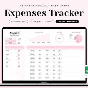 Kostentracker Google Spreadsheet, uitgaventracker, sjabloon voor uitgaventracker, persoonlijke financiënplanner, digitale besparingen, eenvoudige budgettering