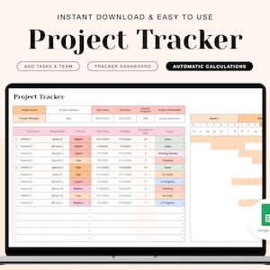 Project Tracker voor Google Spreadsheet - Projectmanager Google Spreadsheet, CV-sjabloon Projectmanager, Taakmanager, Digitale takenlijst