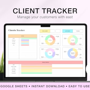 Client Tracker voor Google Spreadsheets, Management Spreadsheet voor kleine bedrijven met Task Tracker, Communicatielogboek en CRM Dashboard