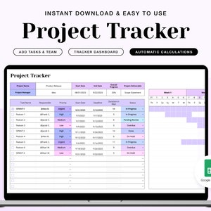 Project Tracker Google Sheet: Task Manager (Digital Download)