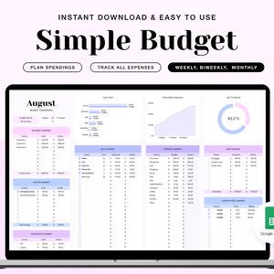 Simple Budget Planner Google Spreadsheet: Weekly/Bi-Weekly (Digital Download)