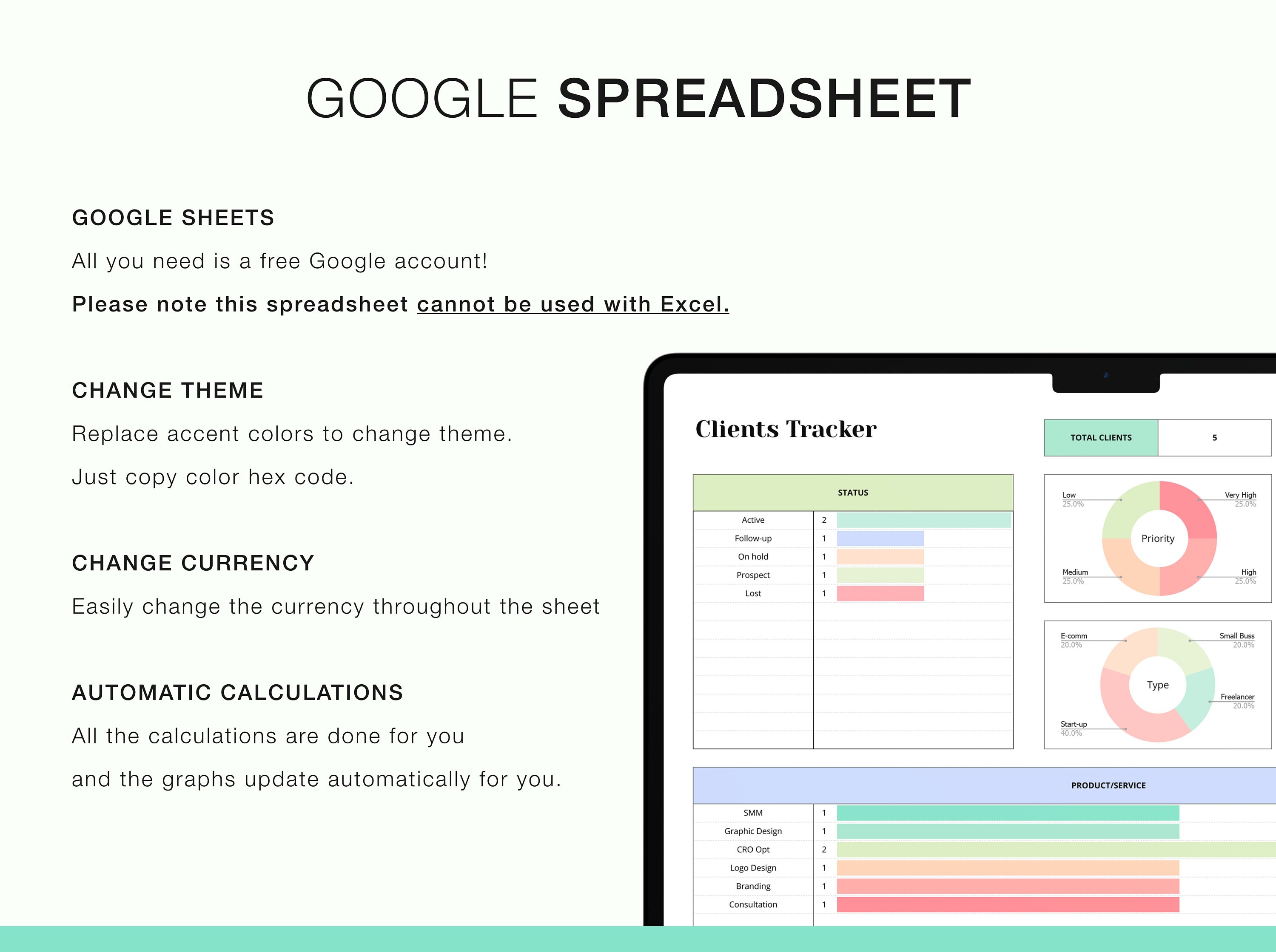 Client Tracker Google Sheets Template: Small Business Customer ...