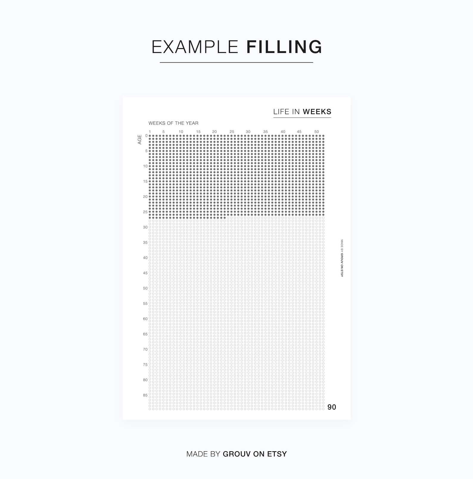 Minimal Life in Weeks Printable, Life in Weeks Template, Productivity ...