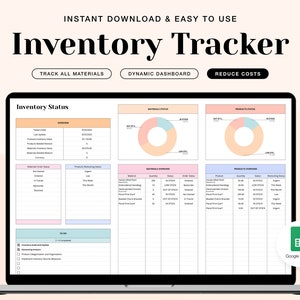 Inventory Management for Google Spreadsheet, Inventory Template Sheet, Small Business Spreadsheet, Materials & Products Inventory Management