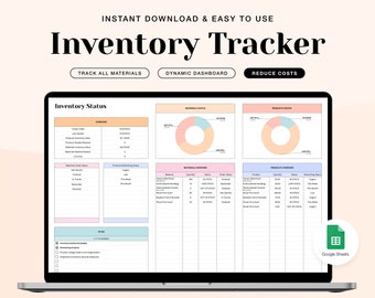 Inventory Tracker Spreadsheet: Google Sheets Template (Digital Download)