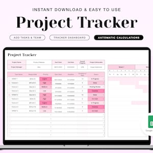 Project Tracker for Google Spreadsheet - Gantt Chart Google Sheet, Resume Project Manager, Task Manager, Digital To Do List, Time Line
