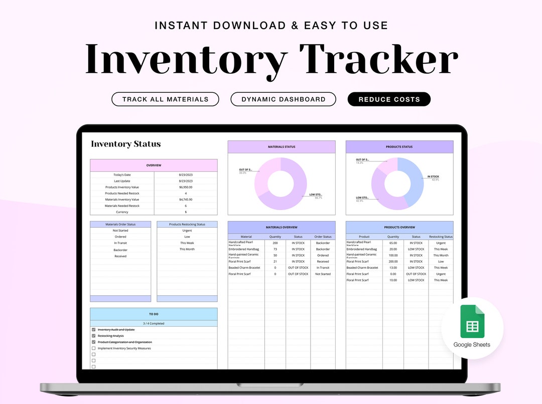 Inventory Tracker Spreadsheet: Small Business Material & Product ...
