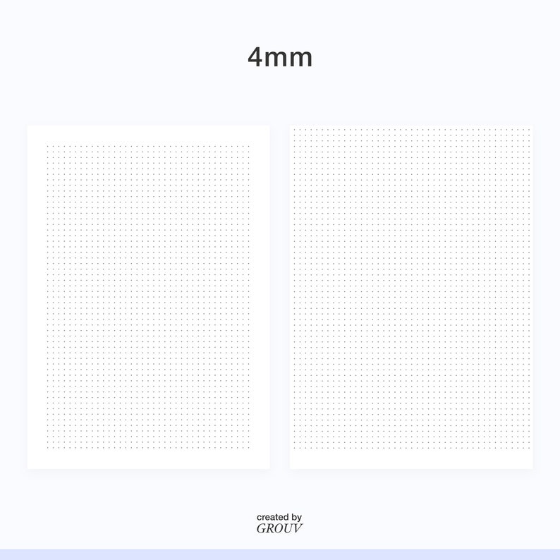 Minimal Dot Grid Printable Paper, 7 Sizes, 4mm, 5mm, 6mm, 7mm, 8mm, 9mm ...