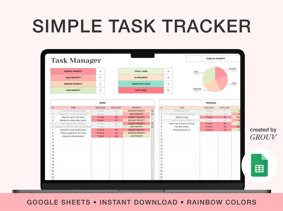 Google Sheets Task Tracker: ADHD Planner, Student To-do List (digital ...