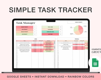 Task Tracker for Google Sheet, ADHD Planner, Task Spreadsheet, Student Planner, Google Sheets Template, Digital To Do List, Task Checklist