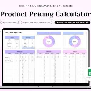 Product Pricing Calculator Google Spreadsheet, Recipe Cost Calculator Google Sheet, Product Pricing Template, Product Cost Calculator