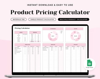 Product Pricing Calculator Google Spreadsheet, Recipe Cost Calculator Google Sheet, Product Pricing Template, Product Cost Calculator