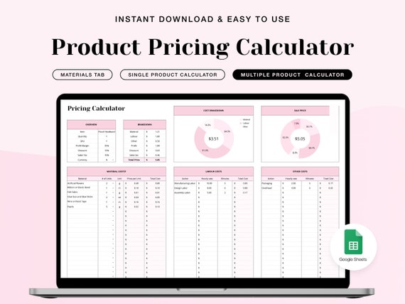 Product Pricing Calculator: Google Sheets Template (Digital Download)
