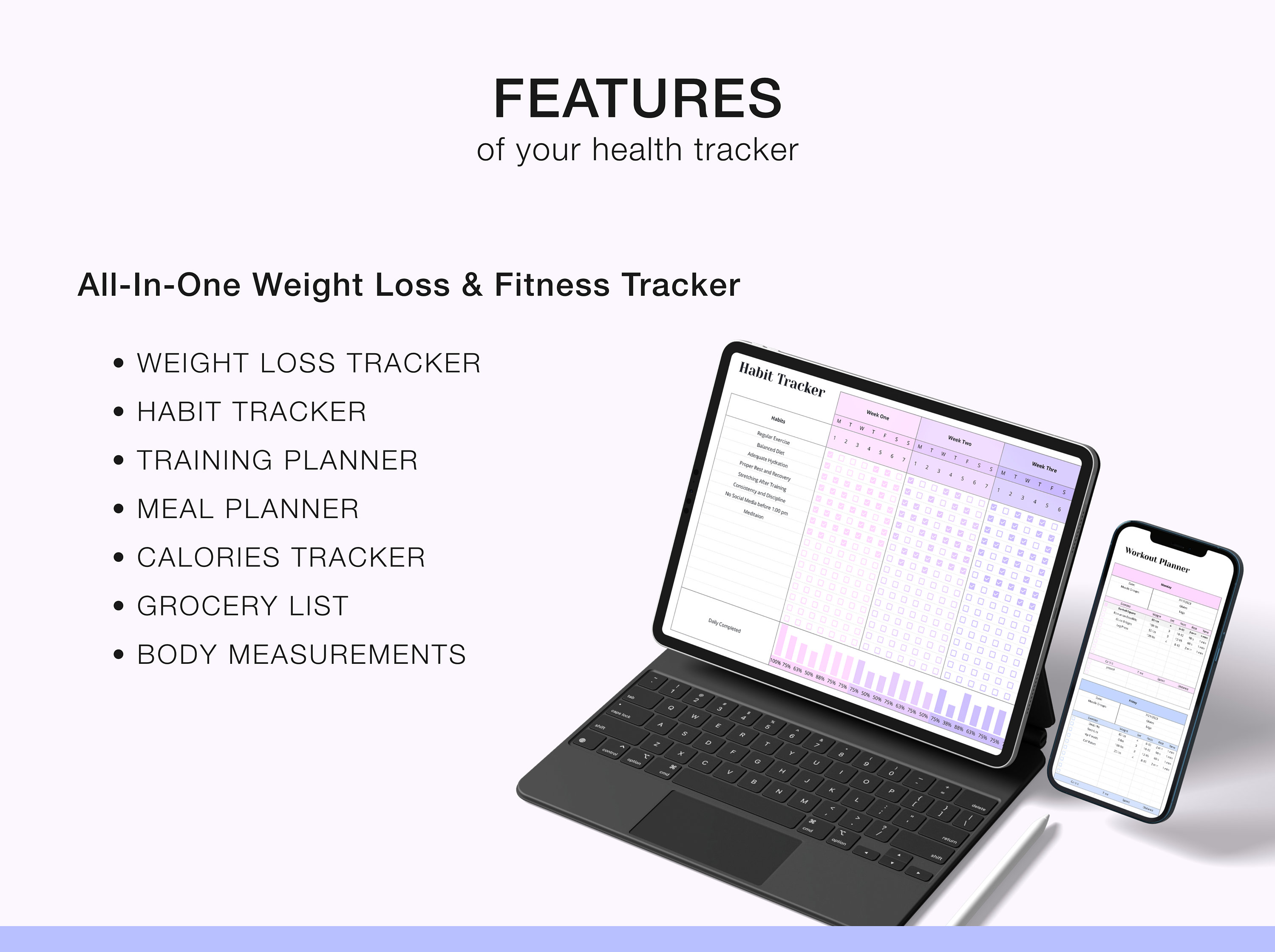 Weight Loss & Fitness Tracker Google Spreadsheet Weight Loss Etsy