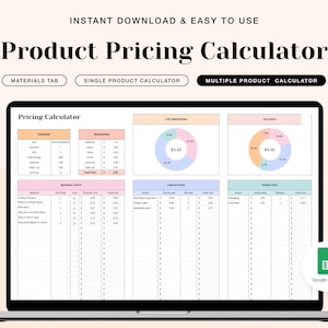 Product Pricing Calculator Google Spreadsheet, Profit Calculator Google Sheet Template, Pricing Worksheet, Pricing Guide, Etsy Calculator