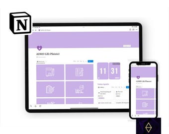 Notion Template ADHS Planer Notion Dashboard ADHS Digitaler Planner Erwachsene ADHS Notion Templates Fokus Planer Produktivität Self Care Planner
