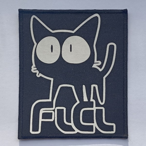 mecha action anime inspired patch, black cat logo