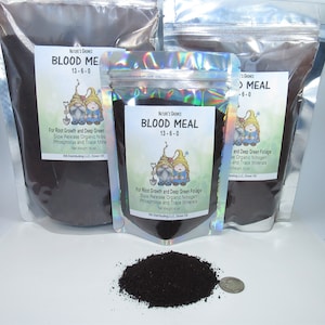 ORGANIC BLOOD MEAL Organic Fertilizer Nitrogen Rich for Leafy Greens Vegetables Flowers Houseplants Thriving Plants Soil Improvement Builder