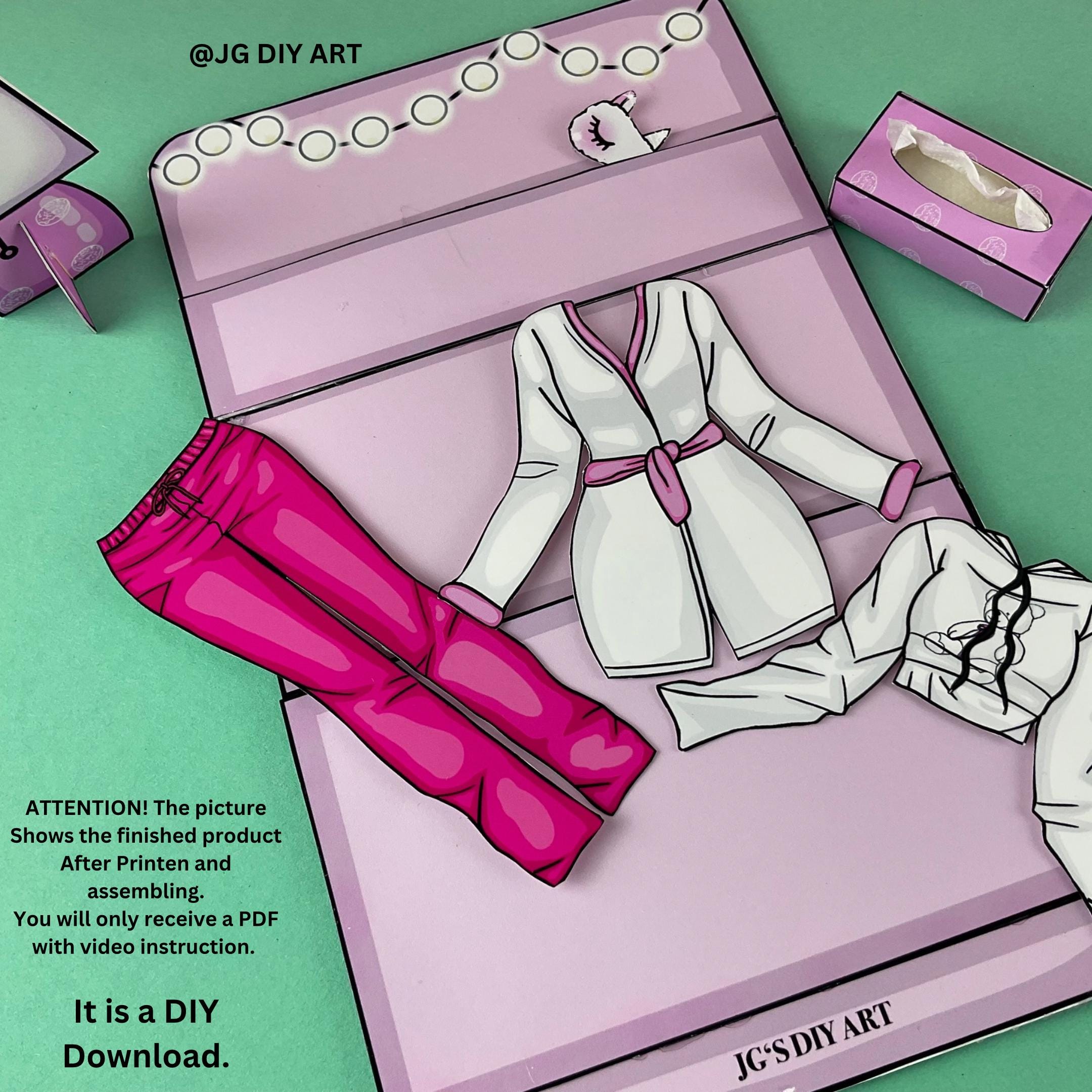 Pyjama Craft Simple Pyjama - Paper Doll Printable PDF File for Children - Paper Craft ...