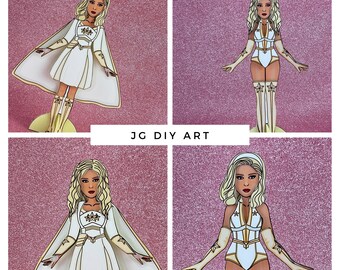 Muñeca de papel Starlight imprimible, descarga digital, bricolaje, actividades para niños