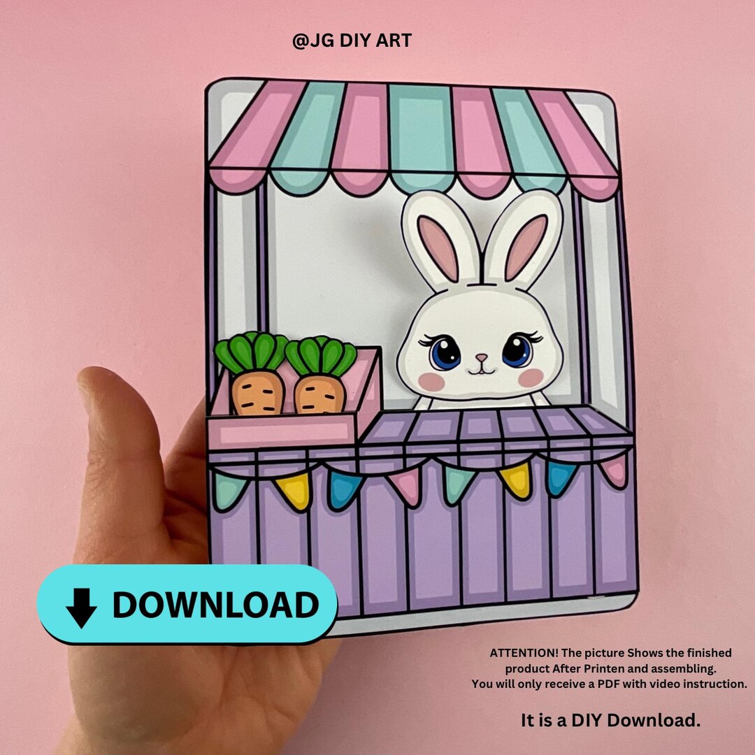 Printable Bunny Craft Kit - DIY Template - Paper Toy - 1 Page - Ages 5 ...