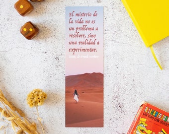 Bookmark with the phrase "The mystery of life is not a problem to be solved, but a reality to be experienced." | Reading gift | Dune