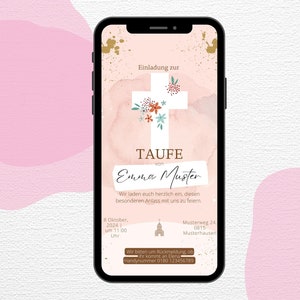 Digital Invitation | Baptism Customizable | Custom Downloads | eCard smartphone e-mail social media invitation daily routine environmentally friendly