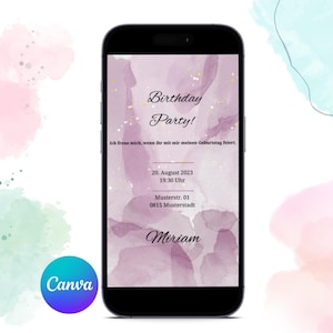Convite digital I convite de aniversário I download de modelo I modelo Canva personalizado Envio digitalmente I eCard I WhatsApp
