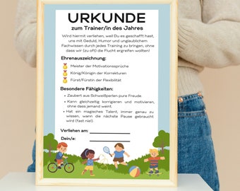 Prezent pożegnalny dla trenerów Certyfikat dla Twojego ulubionego trenera I Prezent DIY I Pobieranie cyfrowe I Oryginalny prezent I