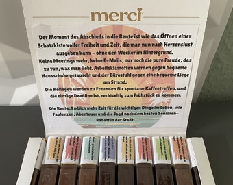 Abschiedsgeschenk Rente I 20 Merci-Banderolen zum Download I DIY Geschenk I digital I originelles Geschenk I Standard & Kleine Verpackung