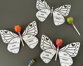 Zaproszenia urodzinowe dla dzieci motyl I pobieranie cyfrowe I szablon cyfrowy I PDF I DIY I oryginalny projekt I