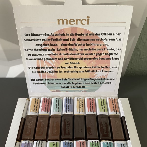 Abschiedsgeschenk Rente I 20 Merci-Banderolen zum Download I DIY Geschenk I digital I originelles Geschenk I Standard & Kleine Verpackung