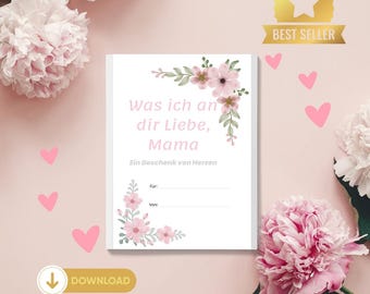 Książka na Dzień Matki, Dzień Matki, książka do wypełnienia, cyfrowe POBIERANIE, PDF, prezent dla dzieci, DIY