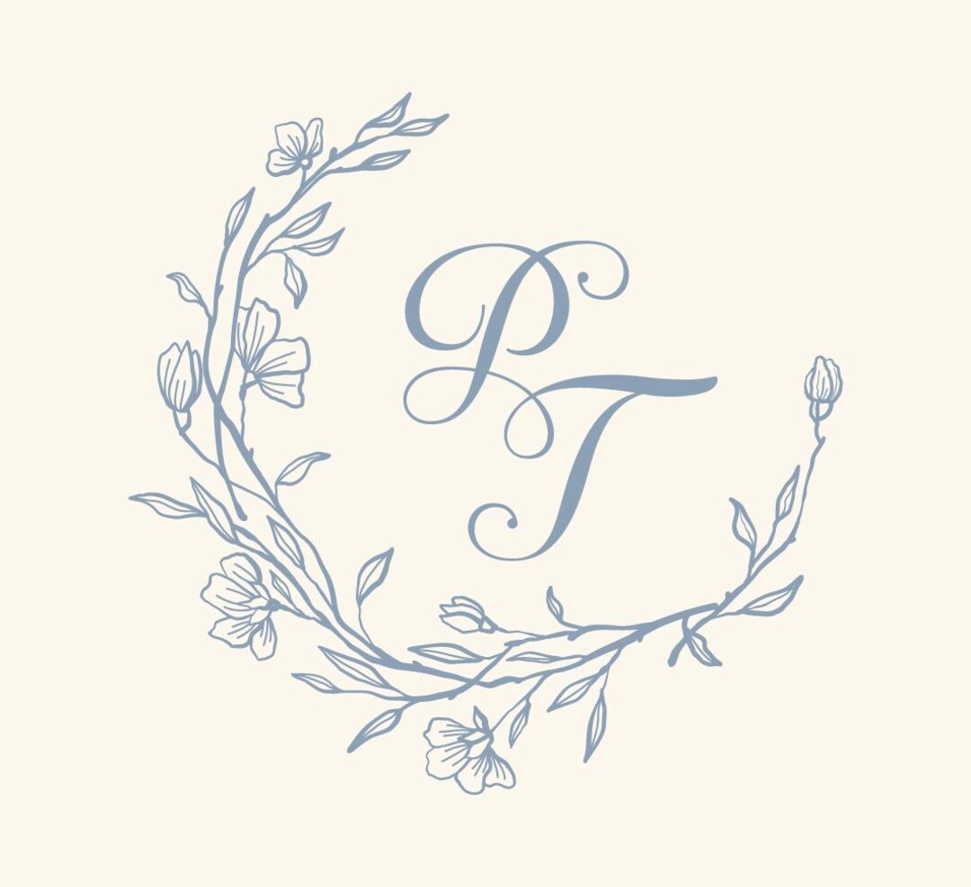 Wedding Monogram Logo Initials Design With Crest Personalized