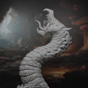 Purple Worm Miniature | Huge Wyrm Mini | Figure | Model | DnD | Pathfinder | TTRPG | 3D Printed | Resin