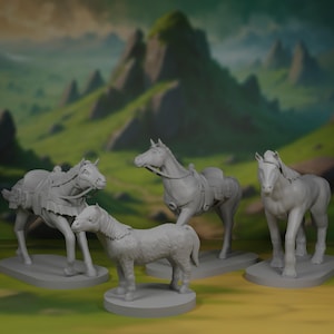 Horse Miniature Pack: Pony, Riding-, Draft-, & Armored War-Horse for DnD and other RPGs