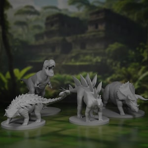 Dino Stampede Miniature Pack | Dinosaur Minis Bundle | Primeval Beast Figures Set | Primordial Giant Models | Tabletop | DnD | Pathfinder
